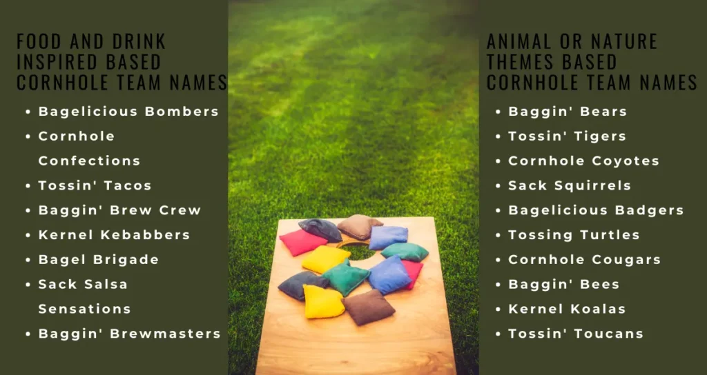 Food and Drink Inspired Based Cornhole Team Names