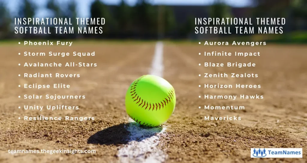 Inspirational Themed Softball Team Names