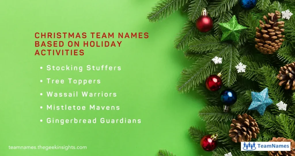 Christmas Team Names based on Holiday Activities