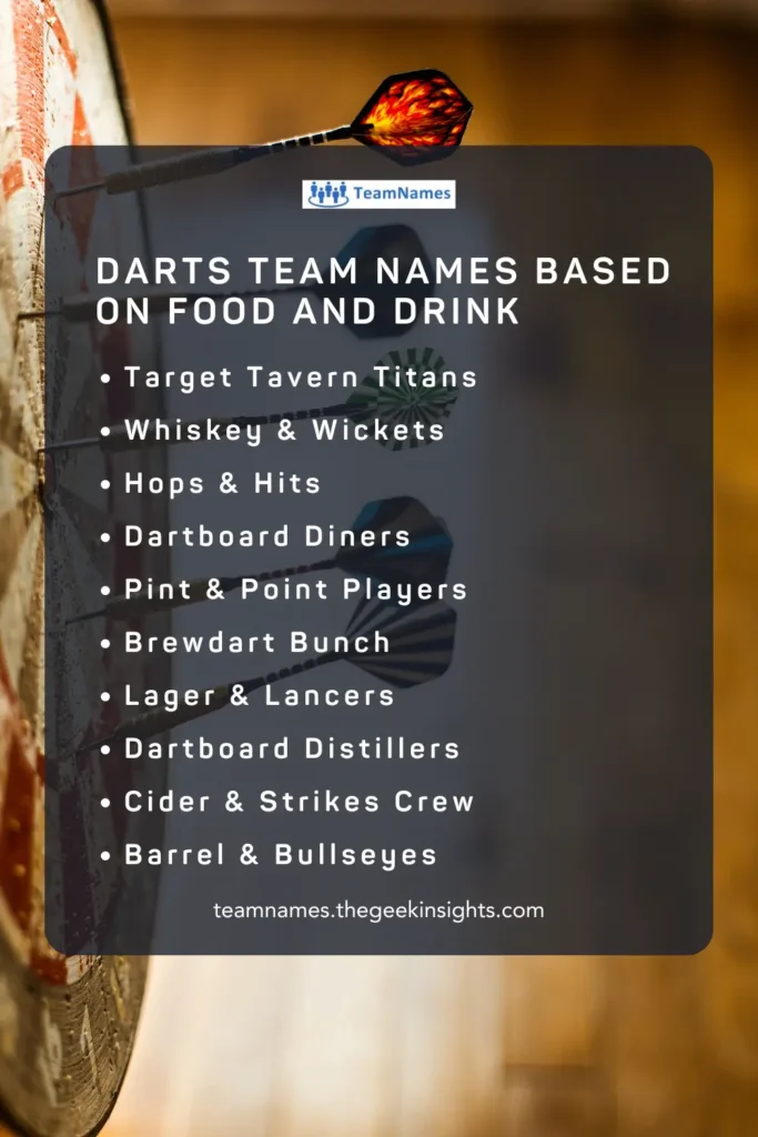 Darts Team Names Based on Food and Drink