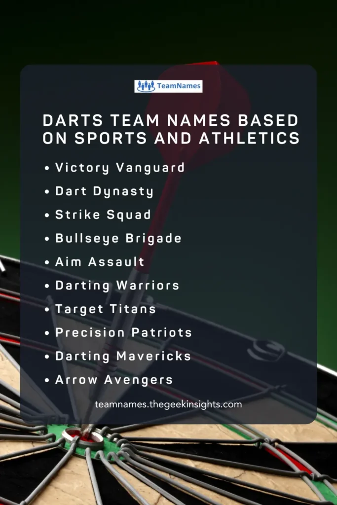 Darts Team Names Based on Sports and Athletics