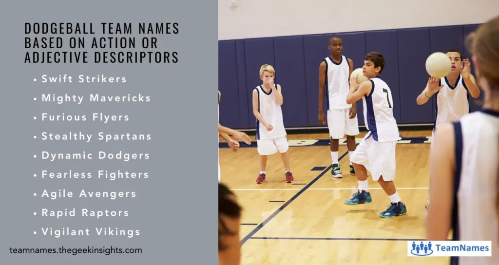 Dodgeball Team Names based on Action or Adjective Descriptors