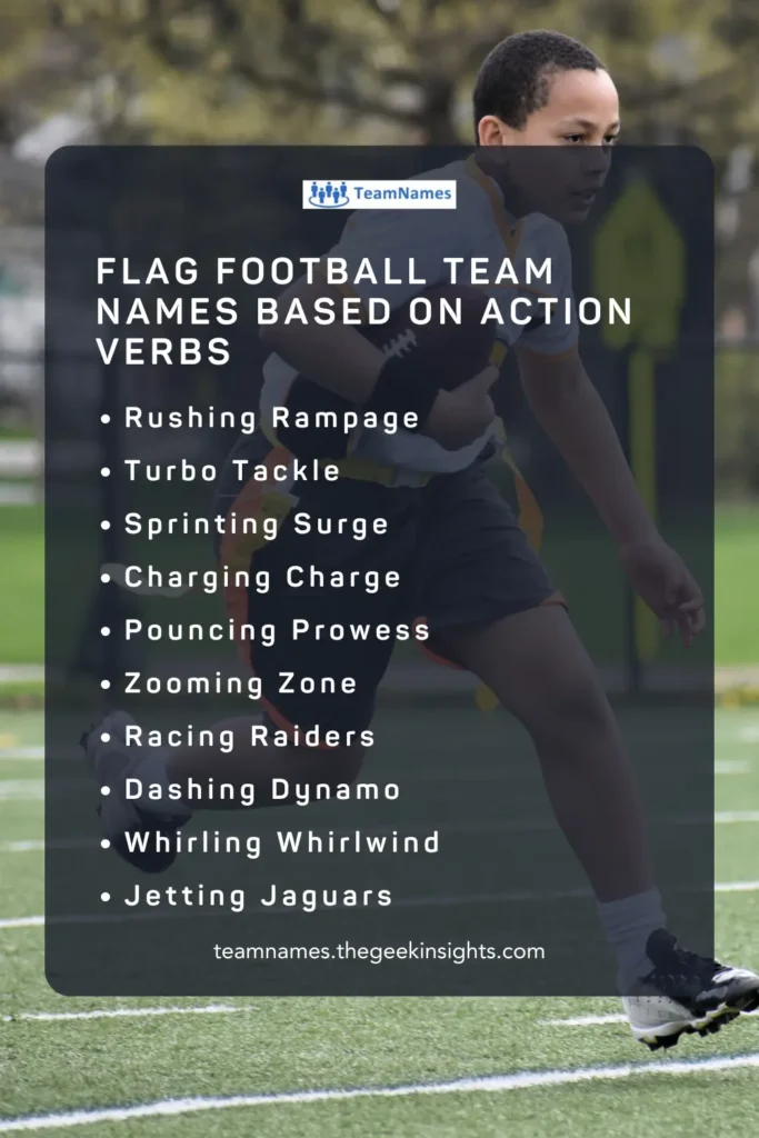 Flag Football Team Names Based on Action Verbs