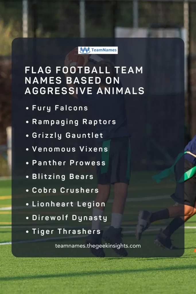 Flag Football Team Names Based on Aggressive Animals