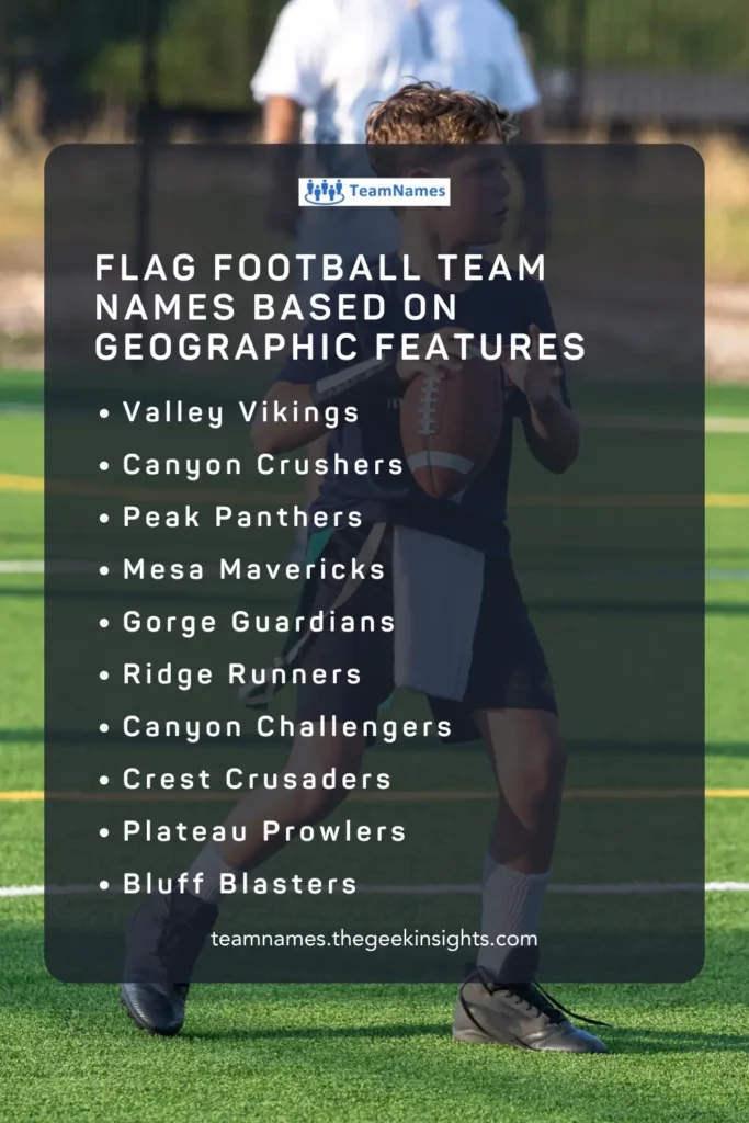 Flag Football Team Names Based on Geographic Features