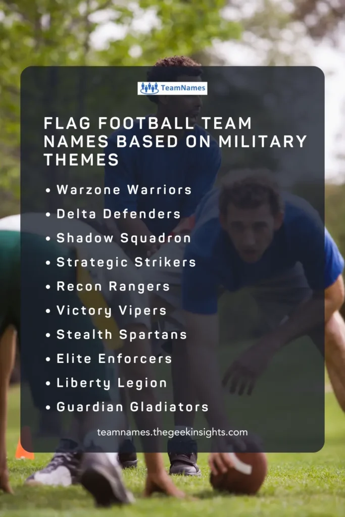 Flag Football Team Names Based on Military Themes