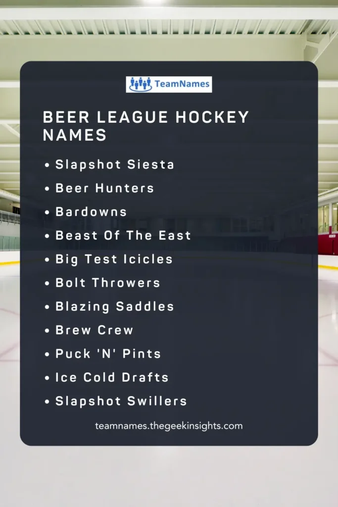 Beer League Hockey Names