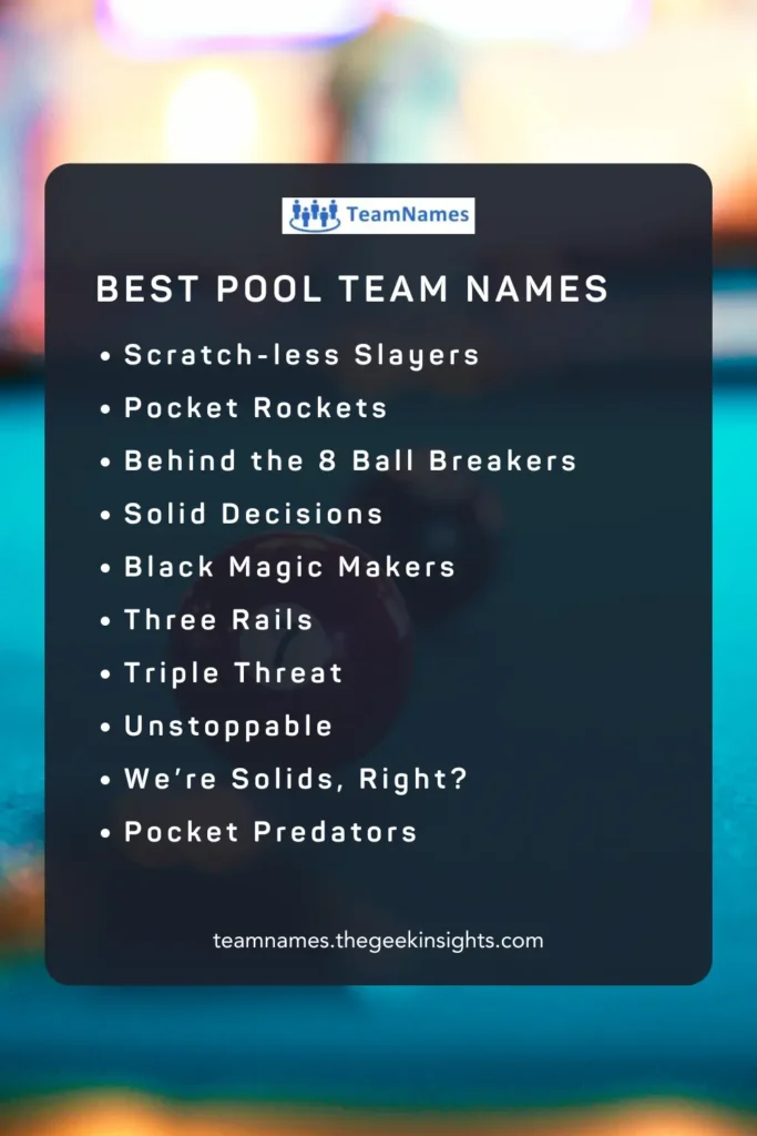 Best Pool Team Names