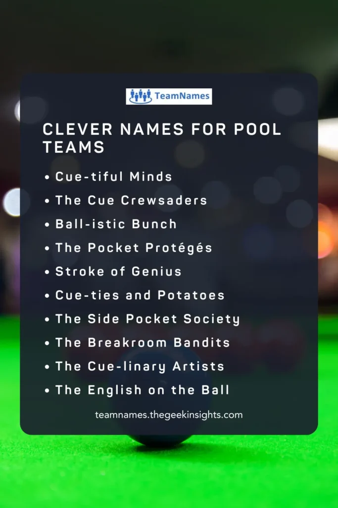 Clever Pool Team Names