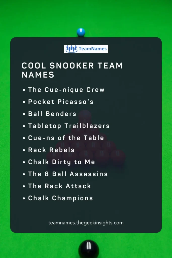 Cool Snooker Team Names