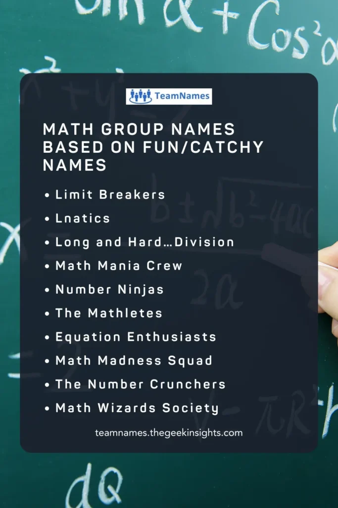 Math Group Names Based on Fun & Catchy Names