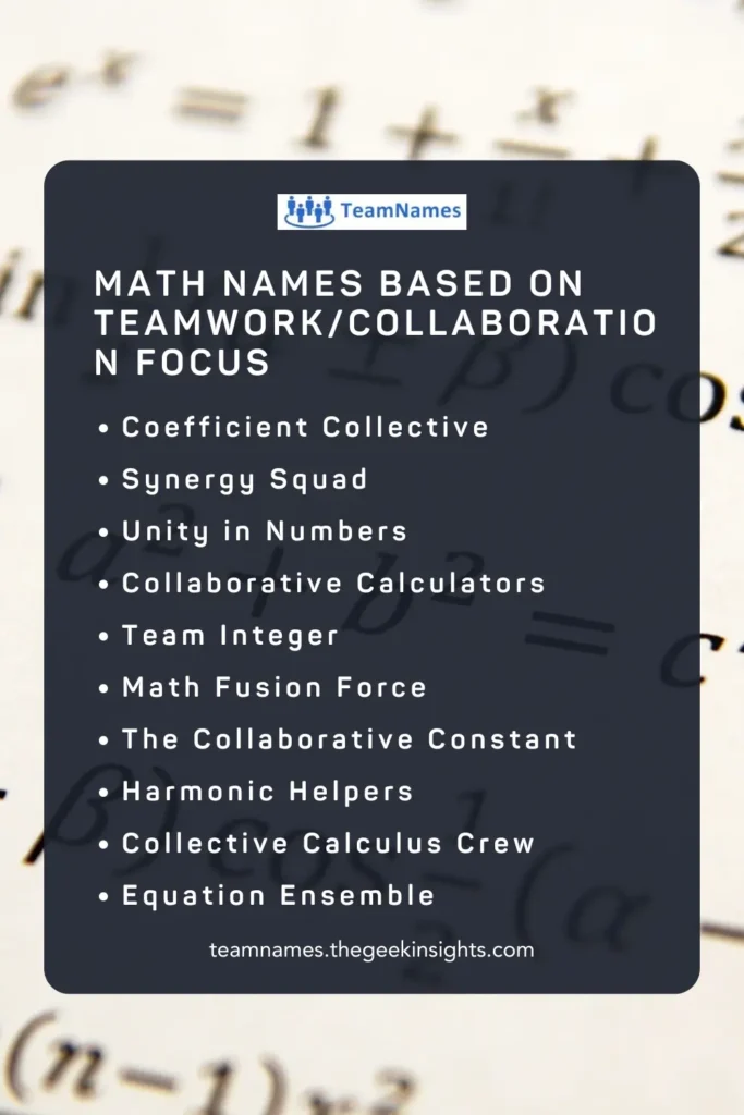 Math Group Names Based on Teamwork Collaboration Focus 