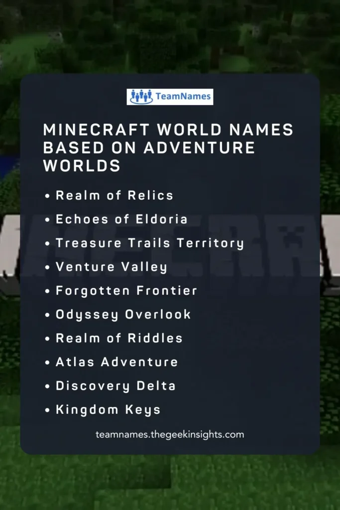 Minecraft World Names Based on Adventure Worlds