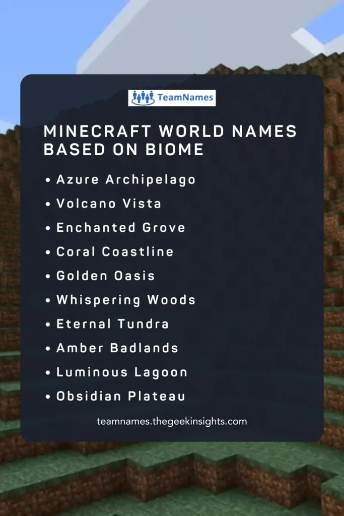 Minecraft World Names Based on Biome