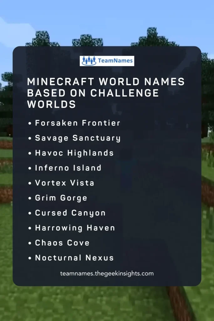 Minecraft World Names Based on Challenge Worlds