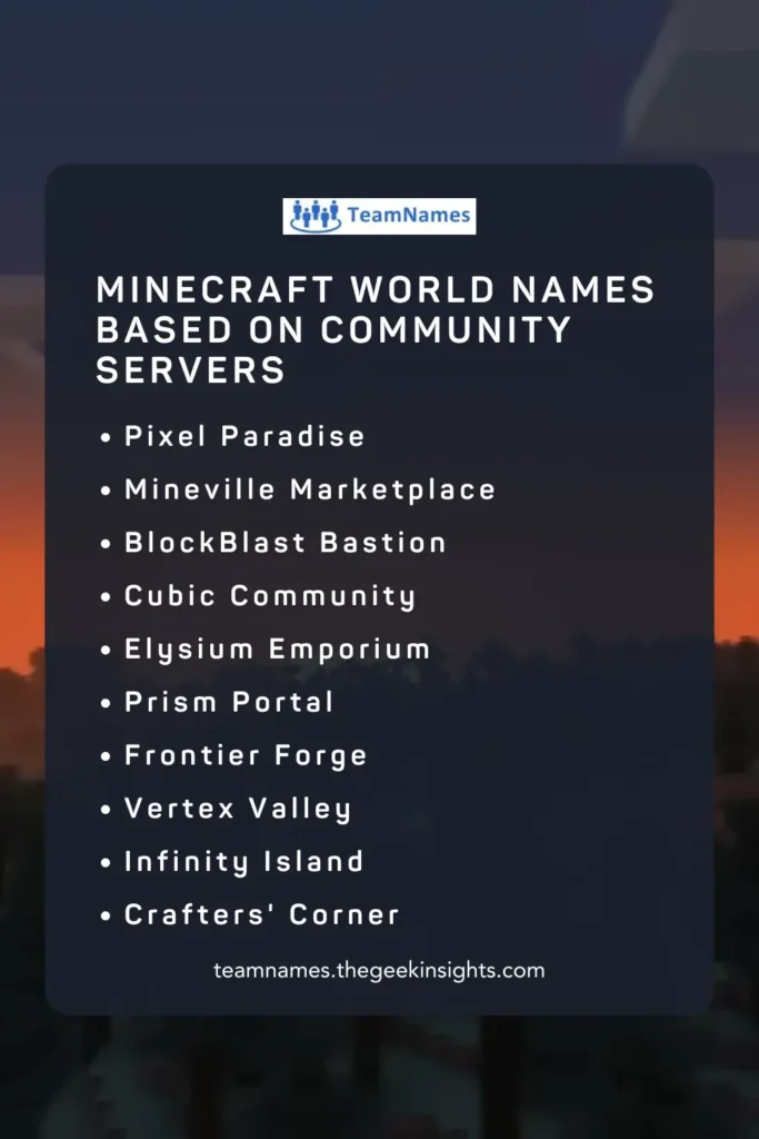 Minecraft World Names Based on Community Servers