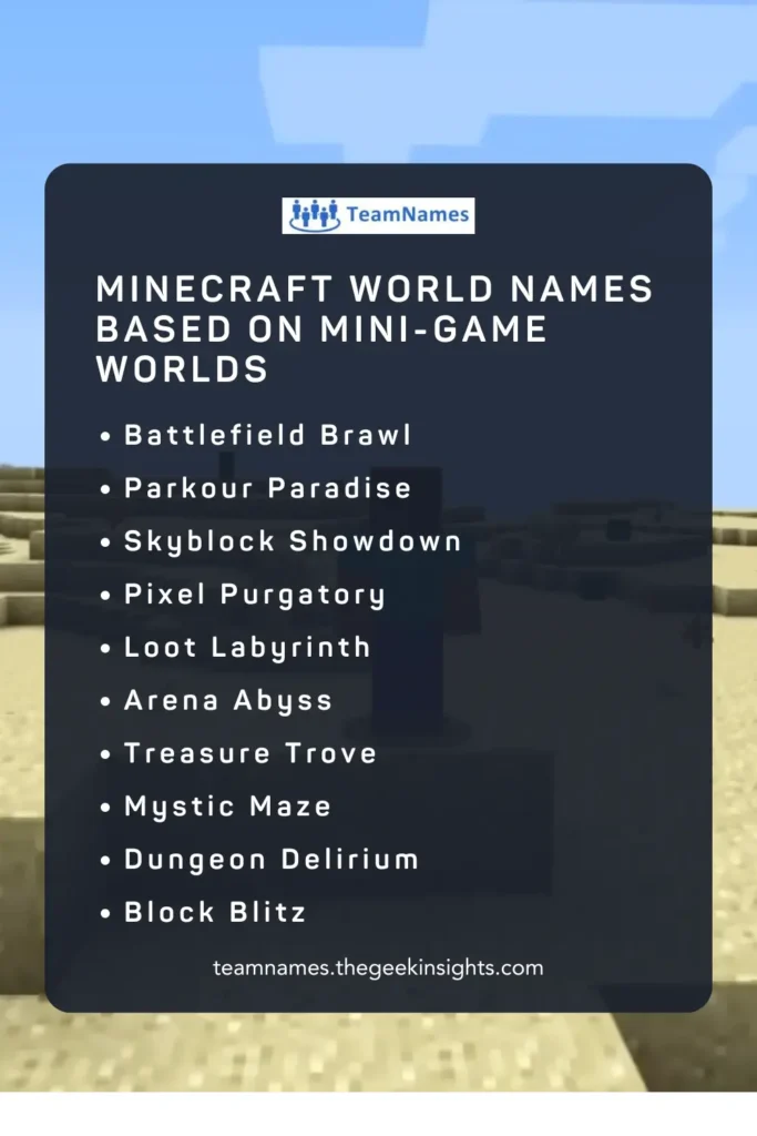 Minecraft World Names Based on Mini-Game Worlds