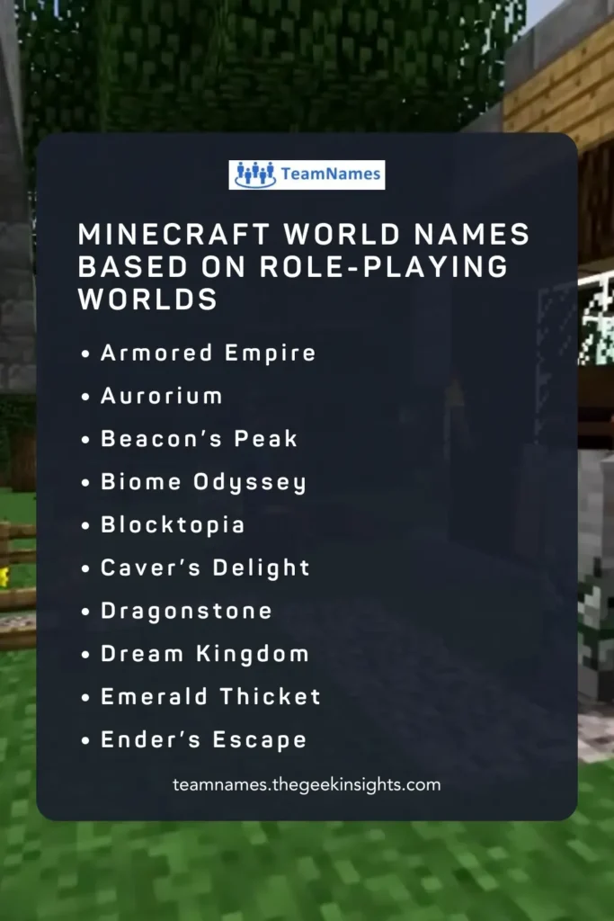 Minecraft World Names Based on Role-Playing Worlds