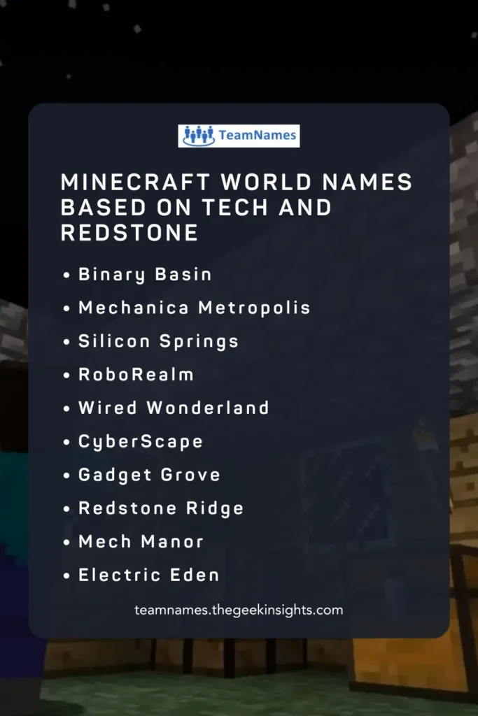 Minecraft World Names Based on Tech and Redstone