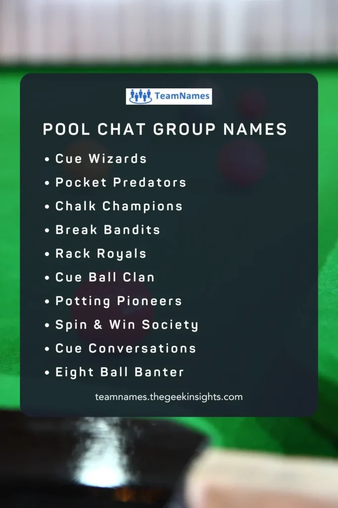 Pool Chat Group Names