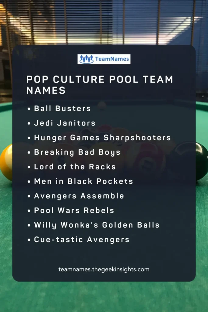 Pop Culture Pool Team Names