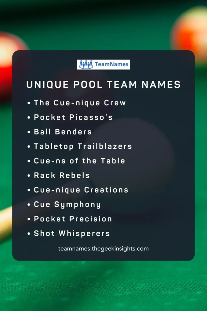 Unique Pool Team Names