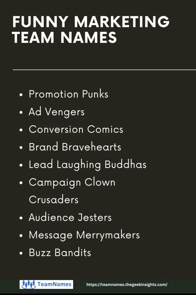 Funny Marketing Team Names