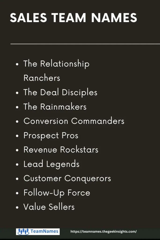 Sales Team Names