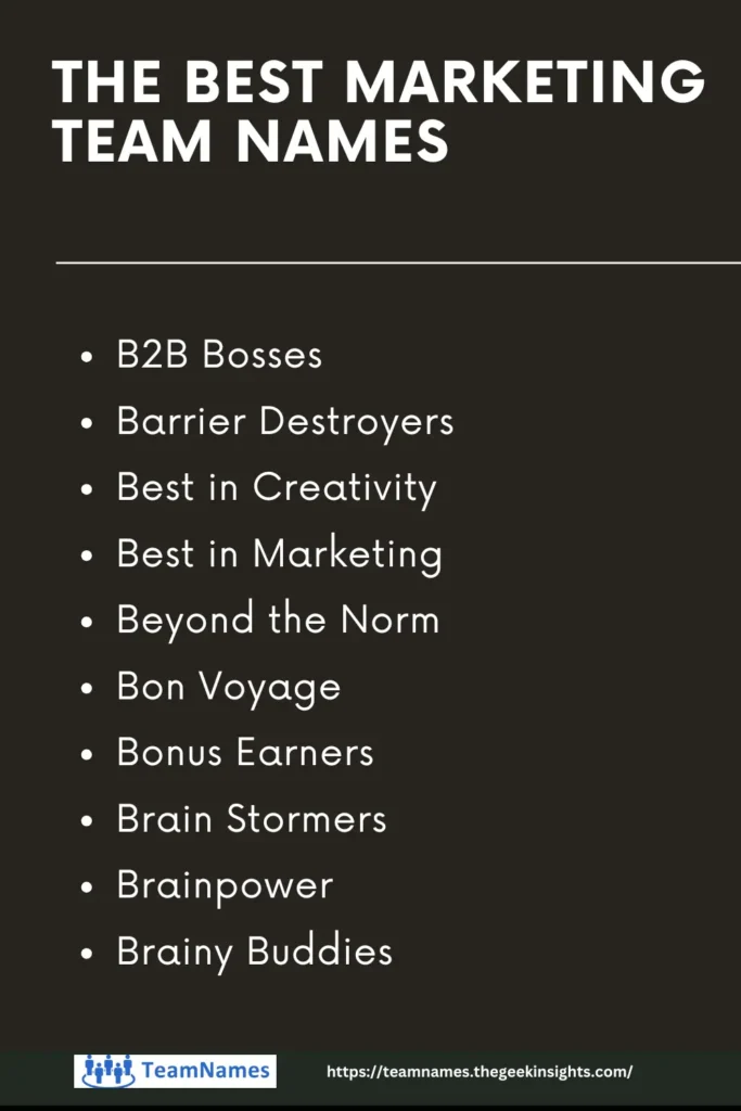 The Best Marketing Team Names