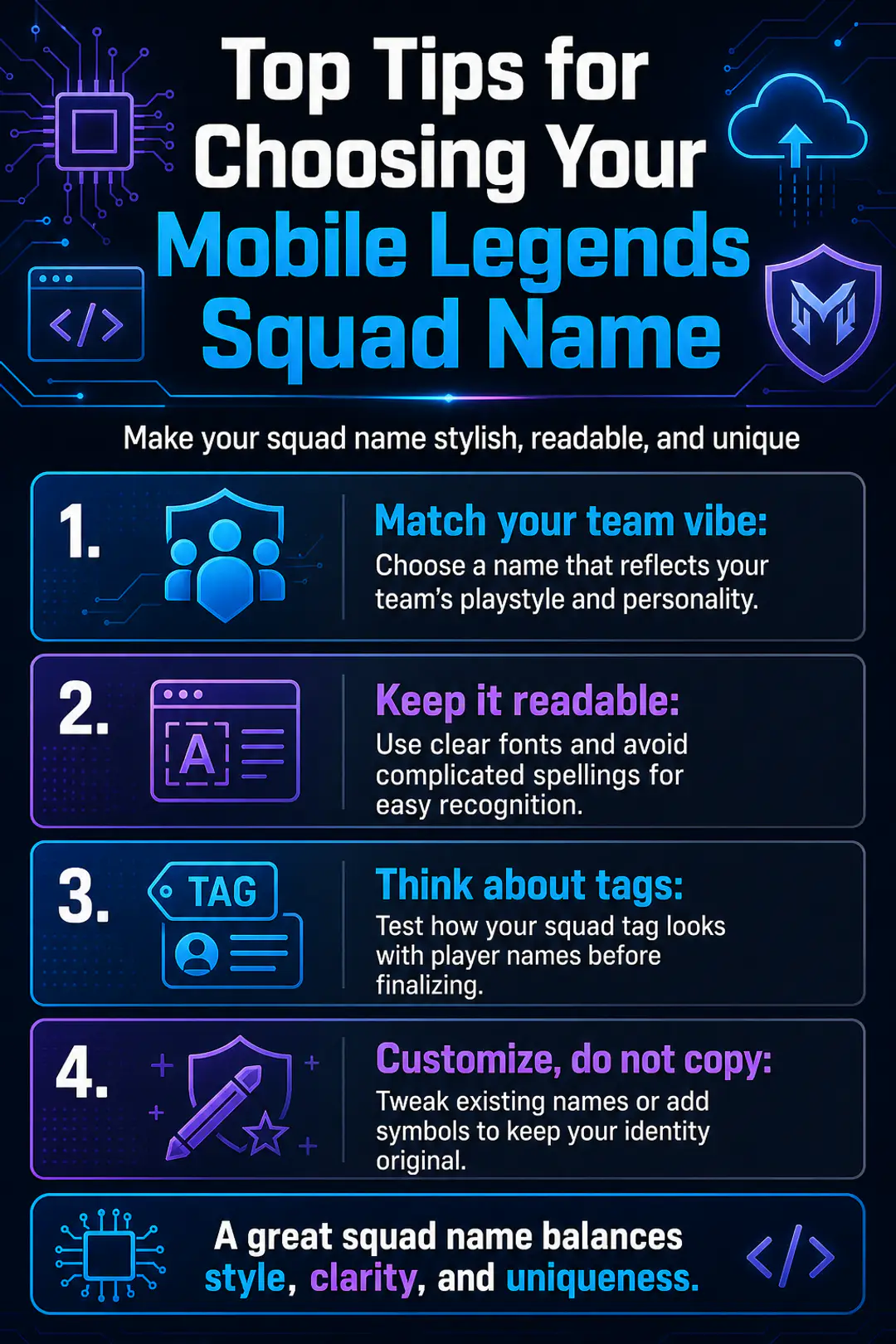Top Tips for Choosing Your Mobile Legends Squad Name Tips for Choosing Squad Names