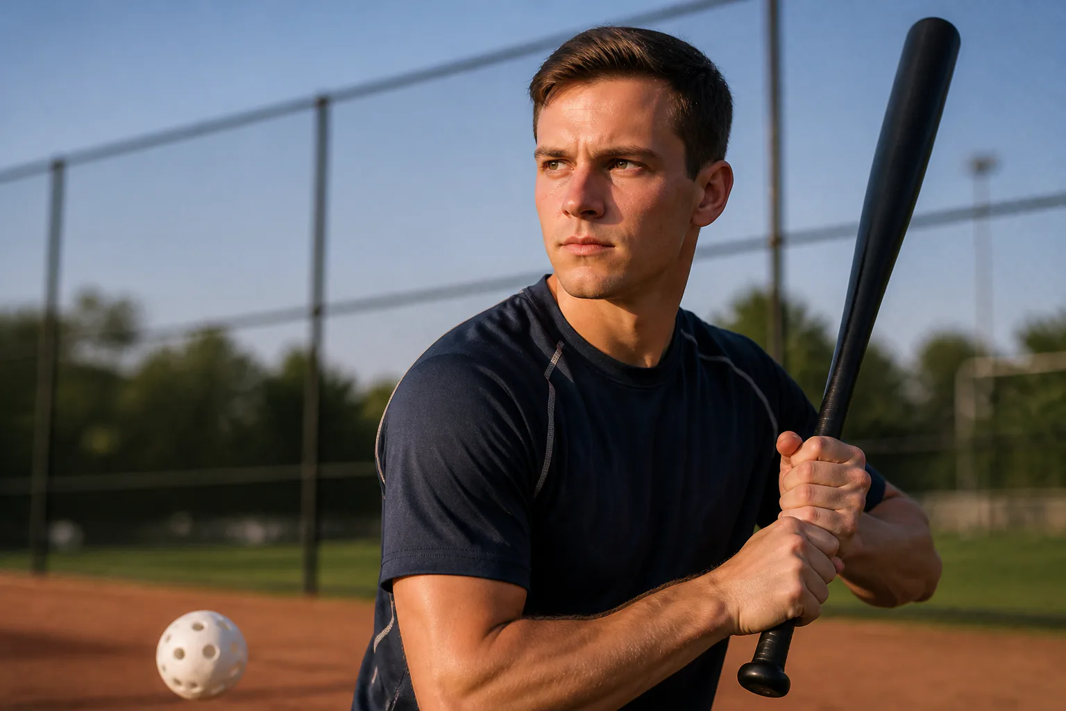 Man holding bat on baseball field
