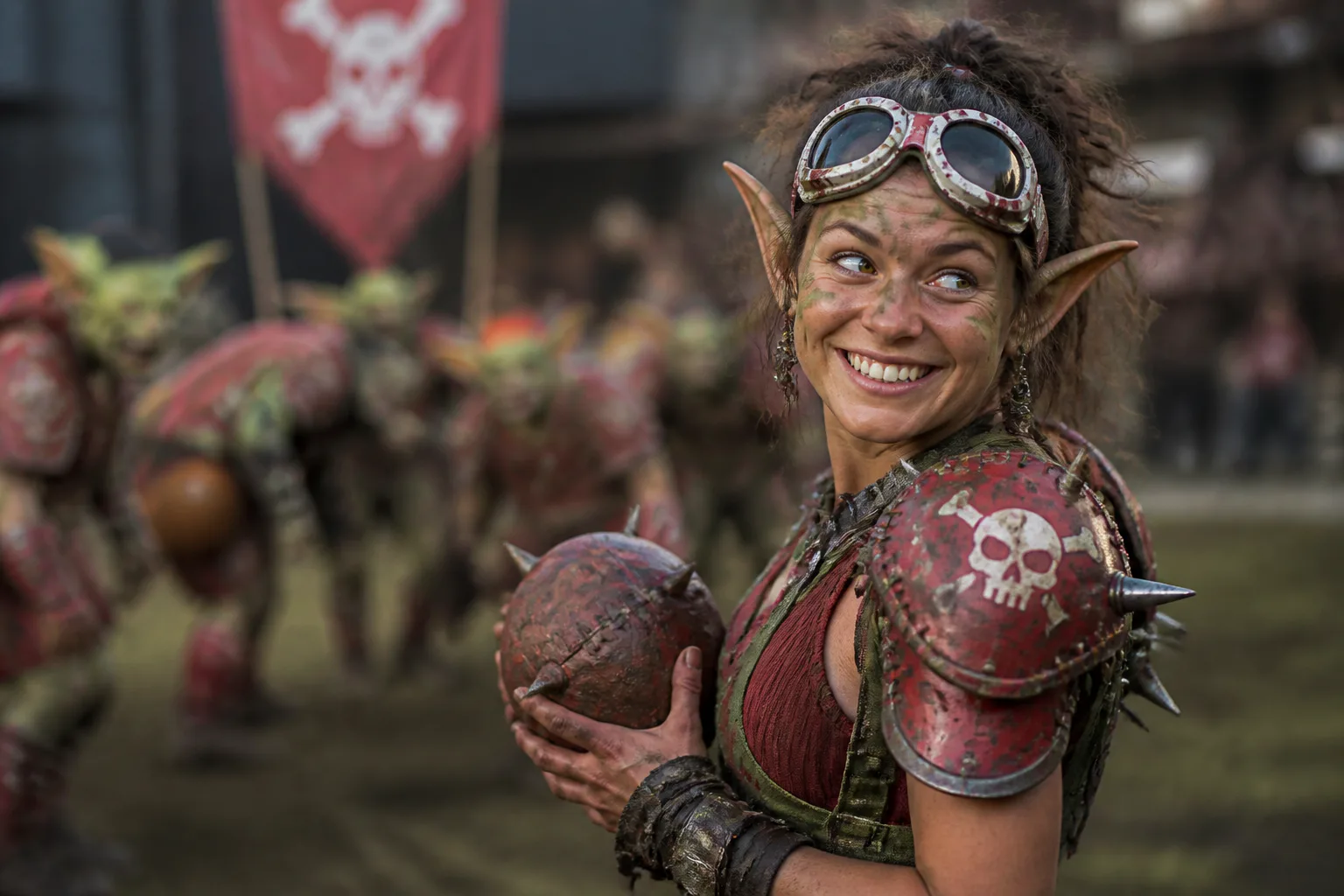 Smiling fantasy warrior woman